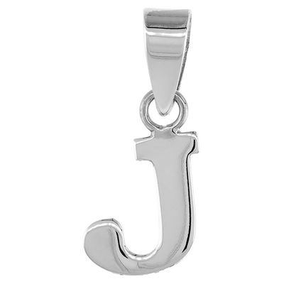 1/2 Inch Small Sterling Silver Block Initial J Necklace Alphabet Letters High Polished 20 inch Box_15