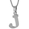 1/2 Inch Small Sterling Silver Block Initial J Necklace Alphabet Letters High Polished 20 inch Box_15 view 2
