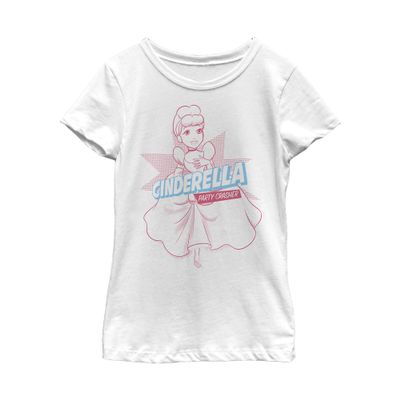 Fifth Sun Disney Princesses Cindy Pop Girls Short Sleeve Tee Shirt, White, Medium