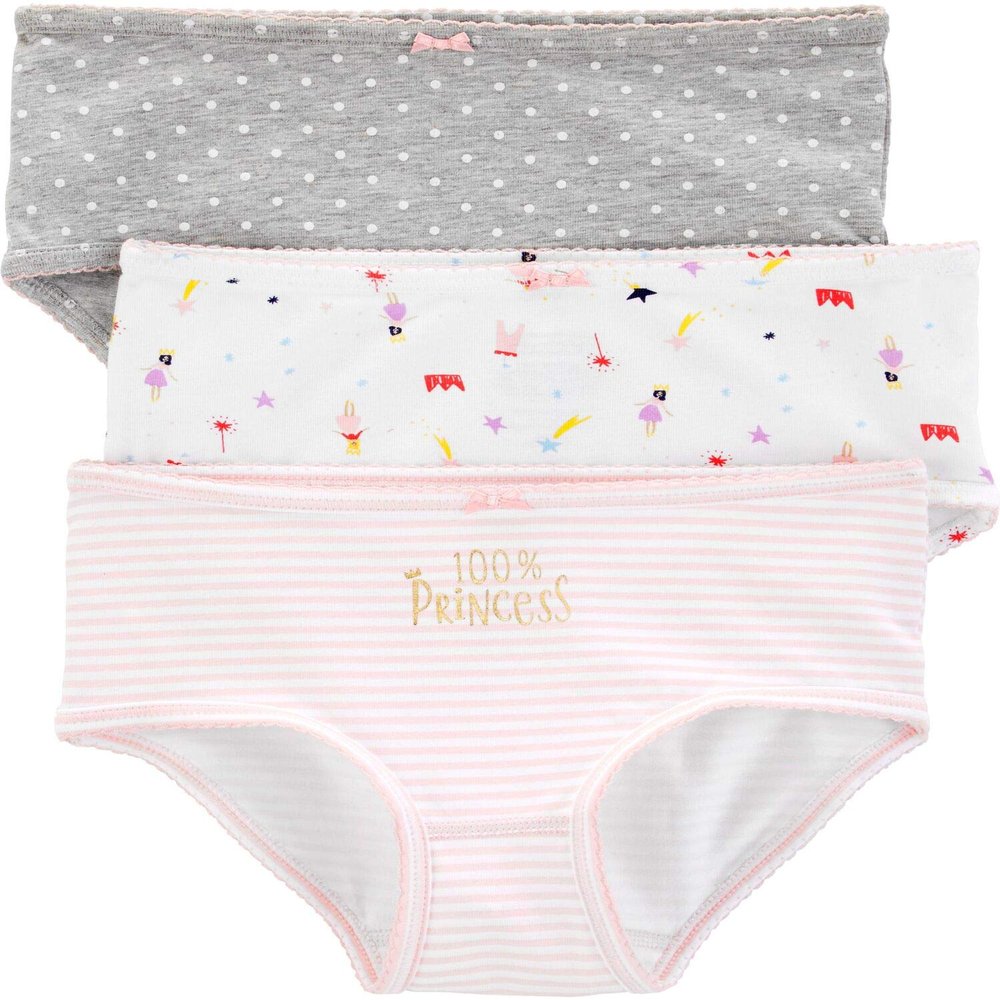 Carter's Little Girl's 3-Pack Stretch Cotton Panties (2-3T, Grey(37929010)/Pink/Stripes)