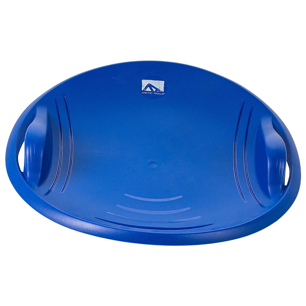 Franklin Sports Kids Saucer Sled - Arctic Trails Round Plastic Snow Sled for Kids - Single Rider 1 Person - Heavy Duty Plastic Sledding Saucer with Handles - Perfect Winter Toy - 22"
