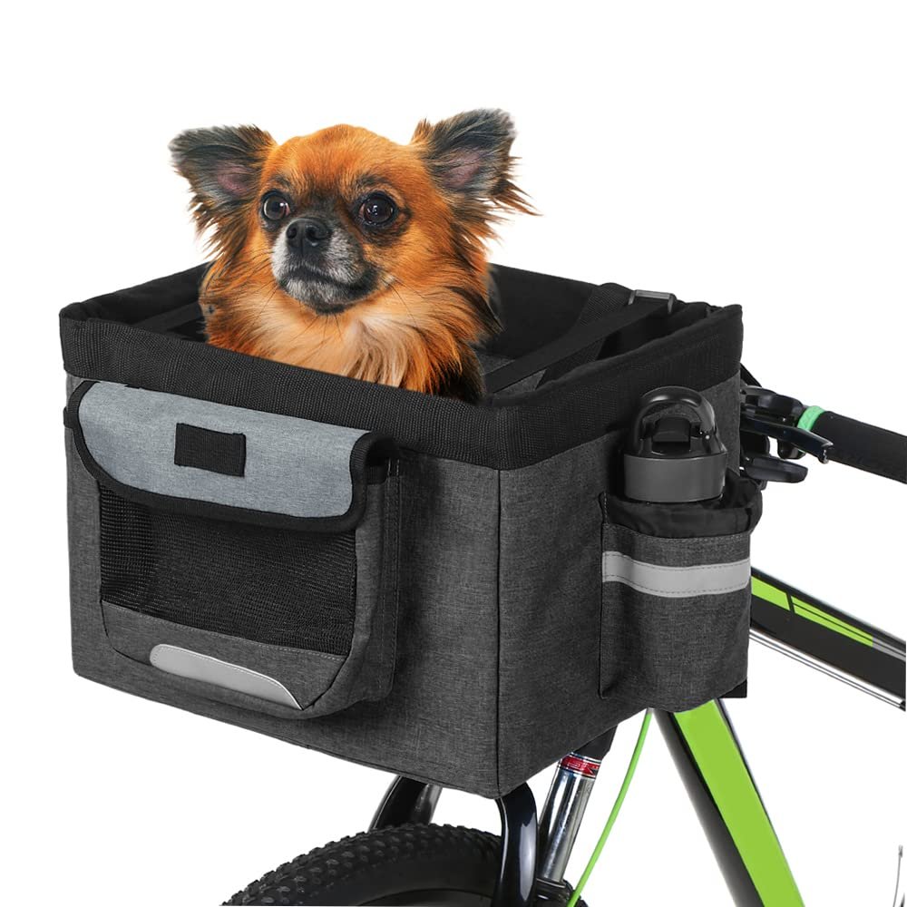 Lixada Foldable Front Bicycle Basket Removable Bicycle Pet Basket Pet Dog Cat Rabbit Carrier Camping Tote Bag