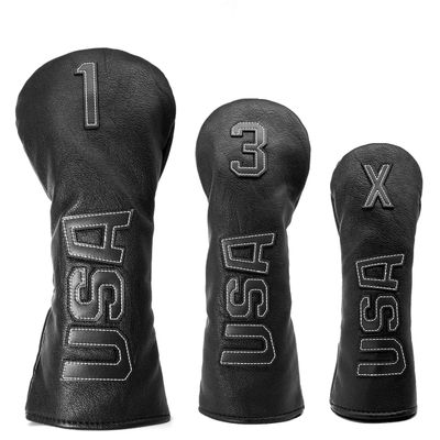 Golf Wood Head Covers USA,Golf Wood Covers Headcovers Set 1 Wood 3-Wood Hybrids Rescue Ut Utility Cover in Black Thick Synthetic Leather fits Taylormade Titleist Callaway APEX