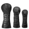 Golf Wood Head Covers USA,Golf Wood Covers Headcovers Set 1 Wood 3-Wood Hybrids Rescue Ut Utility Cover in Black Thick Synthetic Leather fits Taylormade Titleist Callaway APEX view 1