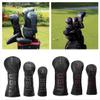 Golf Wood Head Covers USA,Golf Wood Covers Headcovers Set 1 Wood 3-Wood Hybrids Rescue Ut Utility Cover in Black Thick Synthetic Leather fits Taylormade Titleist Callaway APEX view 2