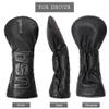 Golf Wood Head Covers USA,Golf Wood Covers Headcovers Set 1 Wood 3-Wood Hybrids Rescue Ut Utility Cover in Black Thick Synthetic Leather fits Taylormade Titleist Callaway APEX view 4