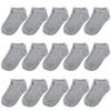 BOOPH 15Pcs Kids Socks for Boy Girls Low Cut Athletic Ankle Socks 6-8 Years Gray view 1
