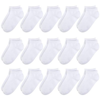 BOOPH Kids Socks for Boys Girls Low Cut Athletic Ankle Socks 6-8 Years White