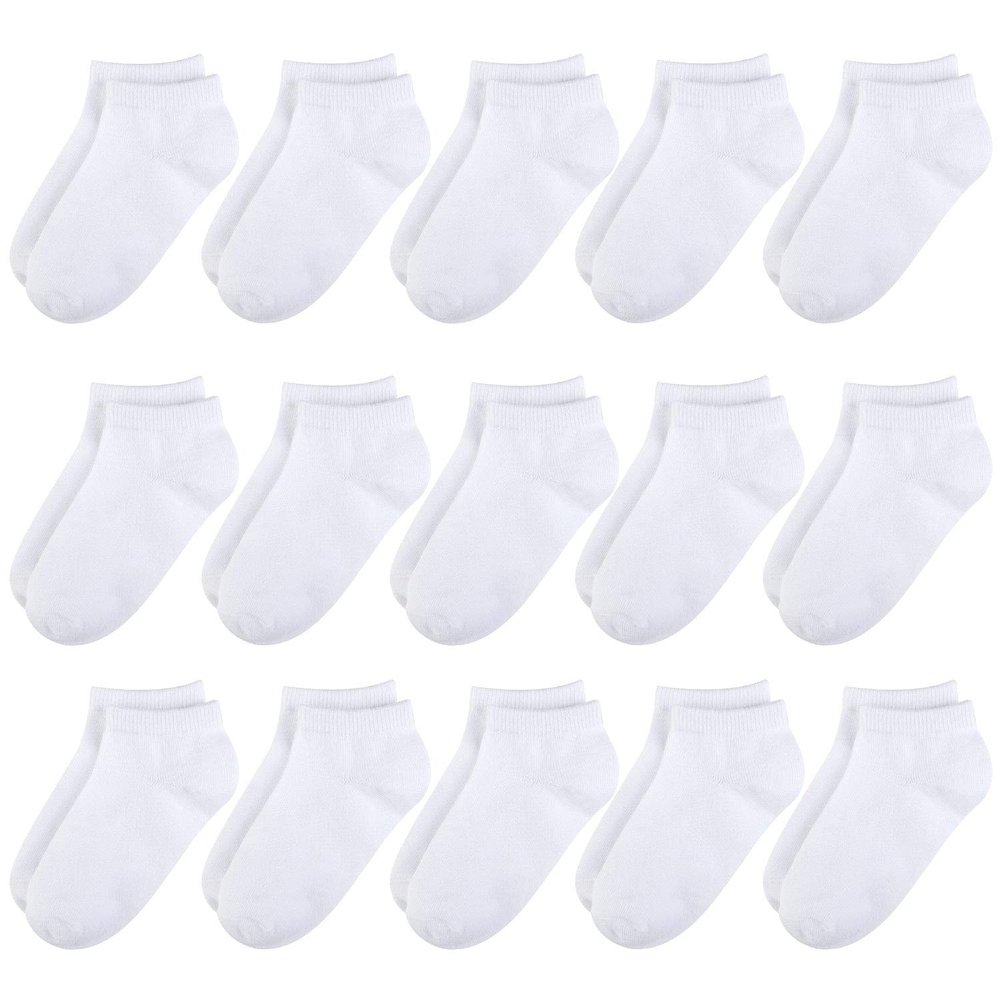 BOOPH Kids Socks for Boys Girls Low Cut Athletic Ankle Socks 6-8 Years White