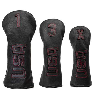 Golf Club Head Covers,USA Golf Driver Headcover Fariway Wood Covers Hybrid Head Covers 3 Wood Headcover Leather Golf Headcover with Number Tag for All Brand