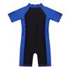 easyforever Kids Boys Girls One Piece Short Sleeve Zippered Swimwear Swimsuit Sun Protection Rash Guard Bathing Suit Blue&Black 8-10 view 4