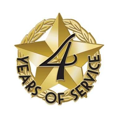 Crown Awards 1" x1" 4 Year of Service Recognition Lapel Pins, Star-Shaped 4 Year of Service Gold Lapel Pins 20 Pack Prime