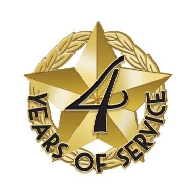 Crown Awards 1" x1" 4 Year of Service Recognition Lapel Pins, Star-Shaped 4 Year of Service Gold Lapel Pins 20 Pack Prime