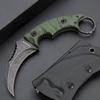 KIASLORE 1911K Tactical Knife Fixed Blade Teeth Knife D2 curved Blade & G10 Handle for Outdoor Survival, Camping, Bushcraft and Hunting, with Sheath (Stonewashed OD Green, 180) view 2