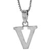 1/2 Inch Small Sterling Silver Block Initial V Necklace Alphabet Letters High Polished 18 inch Box_15 view 2
