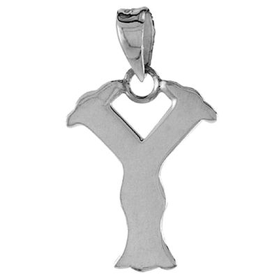 3/4 inch Sterling Silver Block Initial Y Alphabet Necklace Alphabet Letters High Polished 26 inch Curb_050