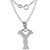 3/4 inch Sterling Silver Block Initial Y Alphabet Necklace Alphabet Letters High Polished 26 inch Curb_050 view 2