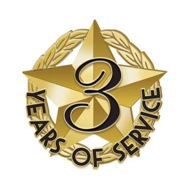 Crown Awards 1" x1" 3 Year of Service Recognition Lapel Pins, Star-Shaped 3 Year of Service Gold Lapel Pins 20 Pack Prime