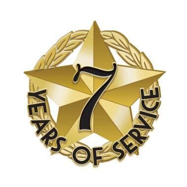 1" x1" 7 Year Of Service Recognition Lapel Pins, Star-Shaped 7 Year Of Service Gold Lapel Pins 100 Pack