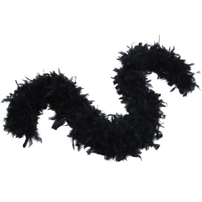 Flydreamfeathers 60 Gram, 2 yards Long Chandelle Feather Boa Great for Party, Wedding, Halloween Costume, Christmas Tree, Decoration(Black_