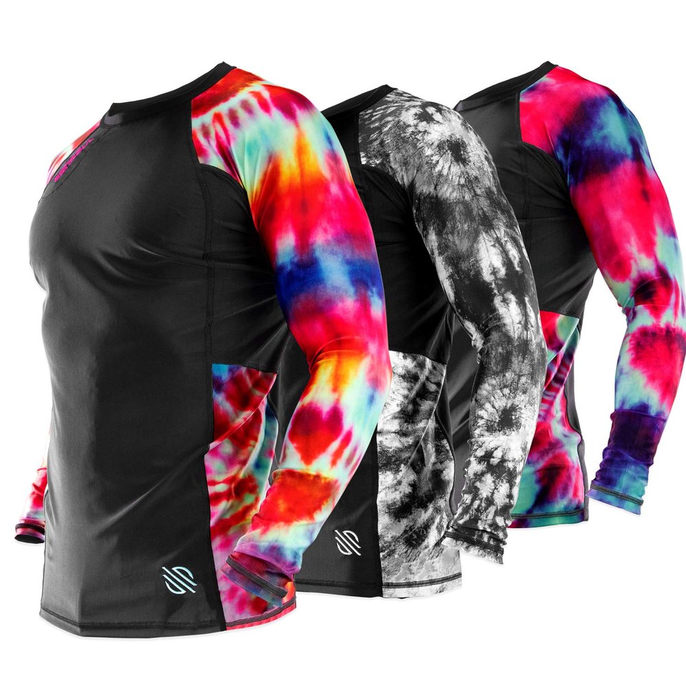 Sanabul Funk Strike Long Sleeve Compression Training Rash Guard for MMA BJJ Wrestling - Classic Swirl, Large