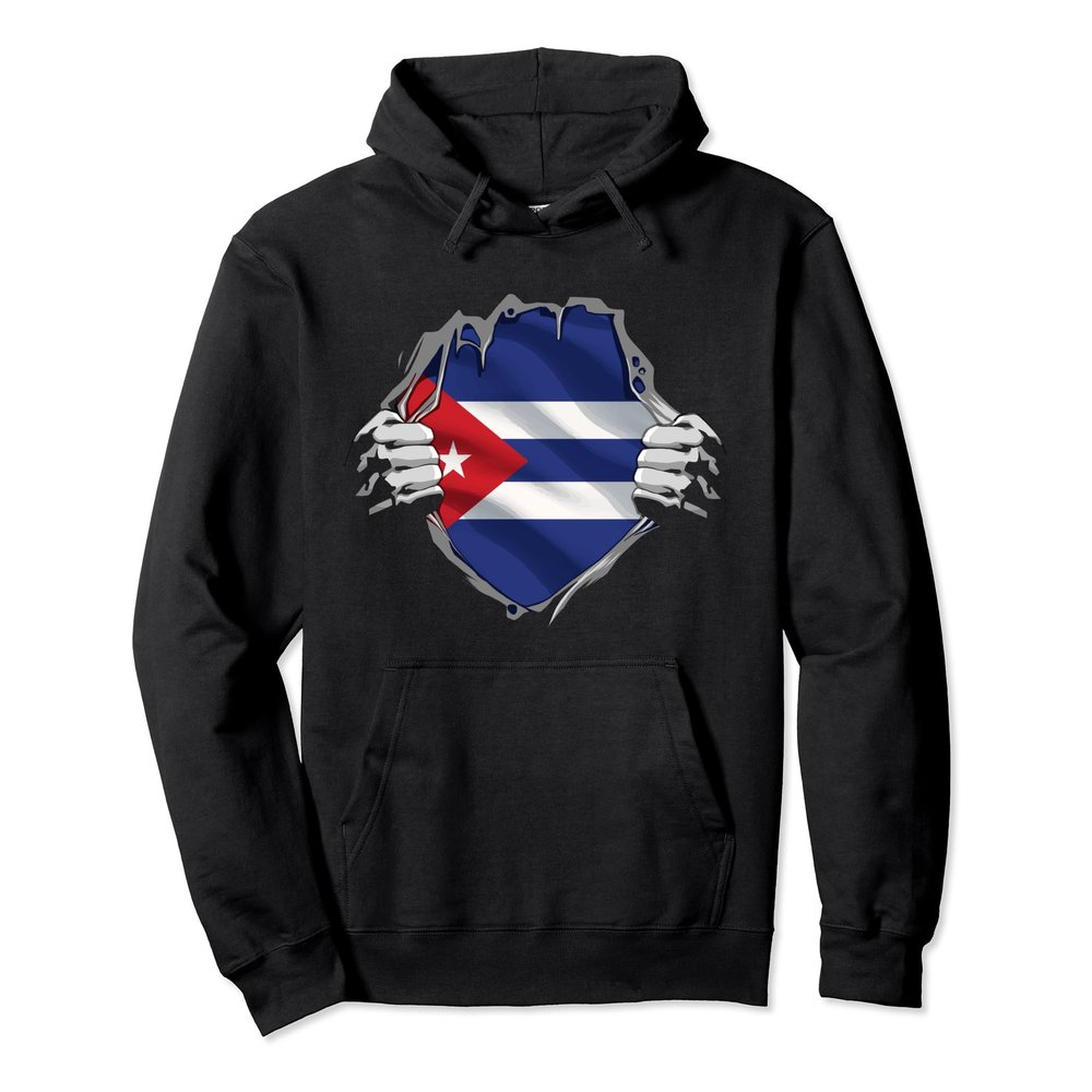 Cuba Shirt Super Cuban Flag Hispanic Pride Cubans Roots Pullover Hoodie