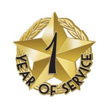 Crown Awards 1" x1" 1 Year of Service Recognition Lapel Pins, Star-Shaped 1 Year of Service Gold Lapel Pins 50 Pack Prime