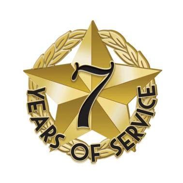 1" x1" 7 Year Of Service Recognition Lapel Pins, Star-Shaped 7 Year Of Service Gold Lapel Pins 30 Pack