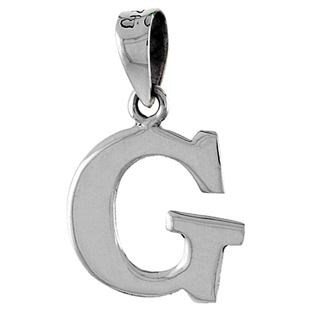 1/2 Inch Small Sterling Silver Block Initial G Necklace Alphabet Letters High Polished 18 inch Box_15