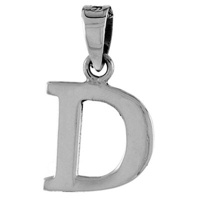 1/2 Inch Small Sterling Silver Block Initial D Necklace Alphabet Letters High Polished 22 inch Box_15
