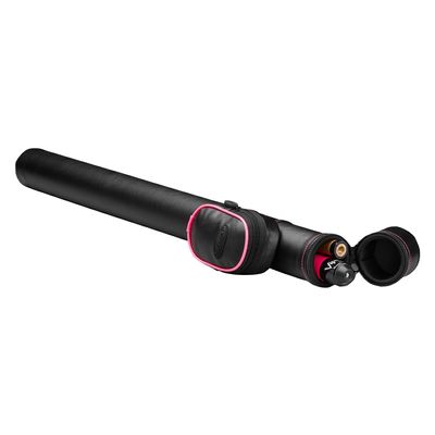 Casemaster Q-Vault Supreme Billiard/Pool Cue Hard Case, Holds 1 Complete 2-Piece Cue (1 Butt/1 Shaft), Black with Pink Trim