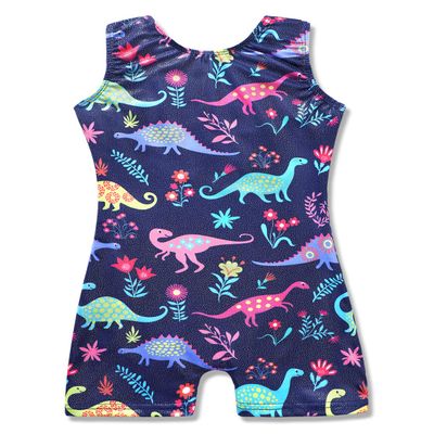 HOZIY Dinosaur Leotard 4t 5t for Girls Gymnastics Navy Blue Unitard Dance Apparel Clothing
