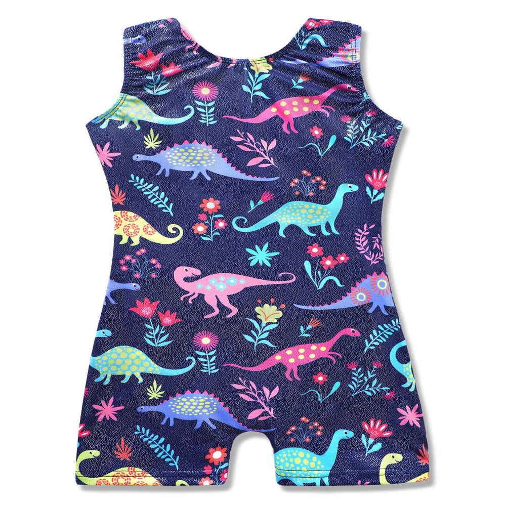 HOZIY Dinosaur Leotard 4t 5t for Girls Gymnastics Navy Blue Unitard Dance Apparel Clothing