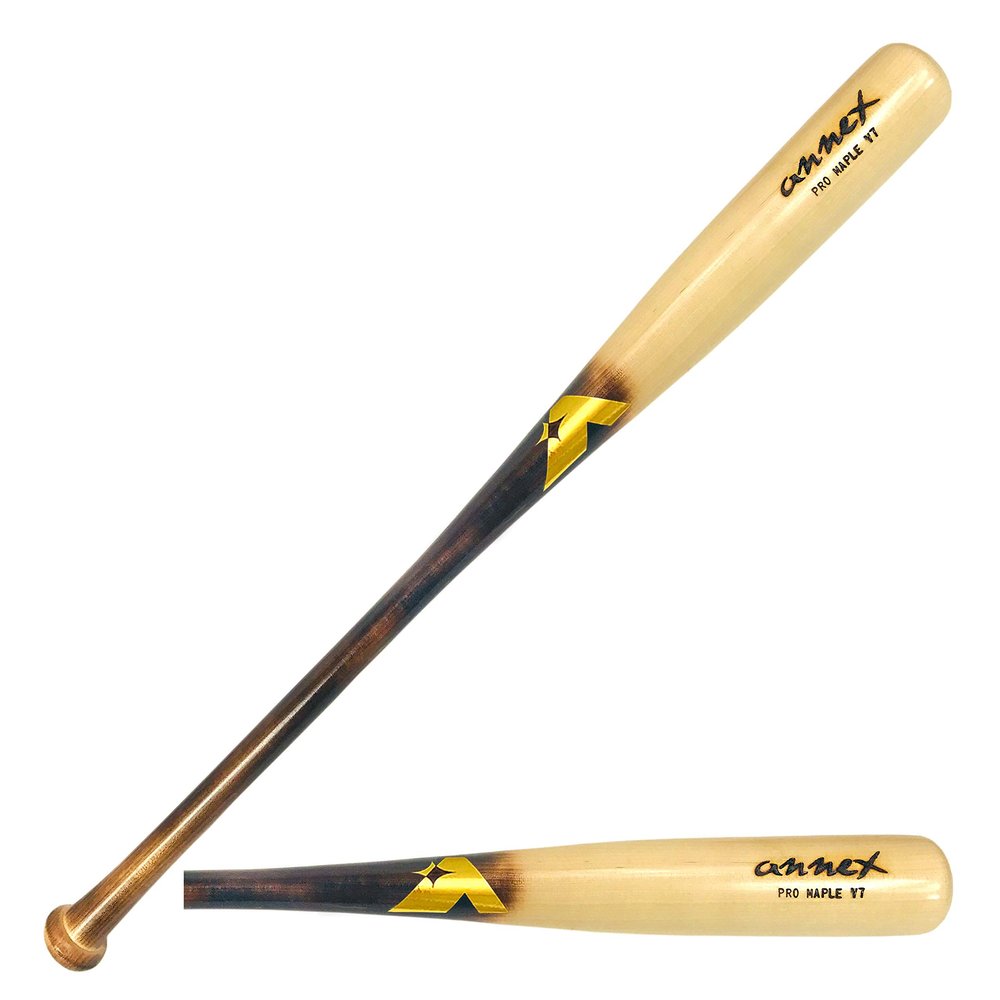 Annex Model Y7 Maple Wood Baseball Bat (Youth) (Flame Handle/Clear Coat Barrel, 31-Inch/28-Ounce)