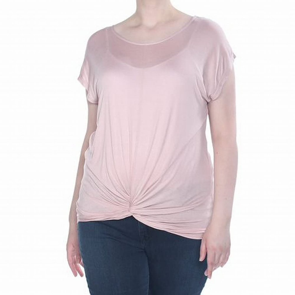 INC Womens Knit Knot-Front T-Shirt Pink XL
