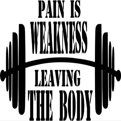 CreativeSignsnDesigns Pain is Weakness Leaving The Body w/Barbell Graphic - Gym Vinyl Decal (22"x12", Gold)