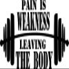 CreativeSignsnDesigns Pain is Weakness Leaving The Body w/Barbell Graphic - Gym Vinyl Decal (22"x12", Gold) view 1