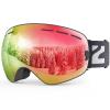 ZIONOR X Ski Snowboard Snow Goggles OTG Design for Men Women Adult with Spherical Detachable Lens UV Protection Anti-fog (VLT 21% Black Frame Revo Red Lens) view 1