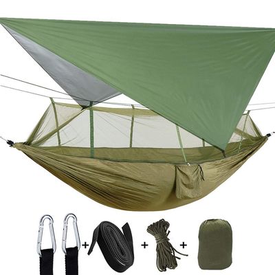 Camping Hammock 2 Person Hammocks with Net, Tent, Tree Straps Heavy Duty Waterproof Lightweight Nylon Portable Hammock for Hiking Outdoor Travel Beach Survival Backyard