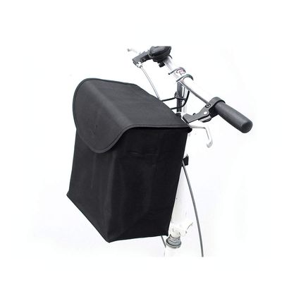Bike Handlebar Bag Canvas Bike Basket Bicycle Front Storage Bag Pouch with Cover Black