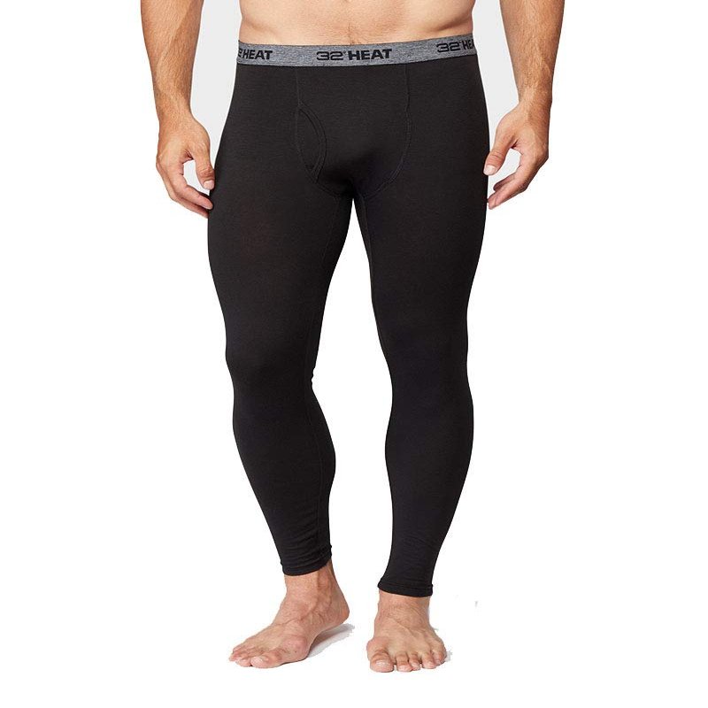 32 Degrees Mens Heat Baselayer Active Lounge Pajama Underwear Legging, Black, Small