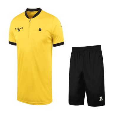 KELME Pro Soccer Referee Jersey Uniform Short Sleeve - Includes Ref Shirt and Shorts (X-Small, Yellow)