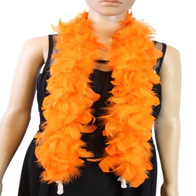 Flydreamfeathers 25 Gram, 4 Feet Long Chandelle Feather Boa, Great for Party, Wedding, Halloween Costume, Christmas Tree, Decoration (Orange)