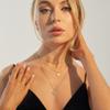 Estendly Gold Layered Necklace 14k Gold Plated Dainty Coin Pendant Y Necklace for Women view 4