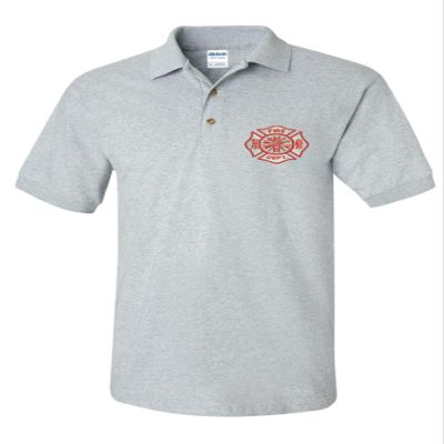 ALLNTRENDS Men's Polo T Shirt Fire Department Embroidered Firefighter Top USA Gift (M, Sporty Grey)