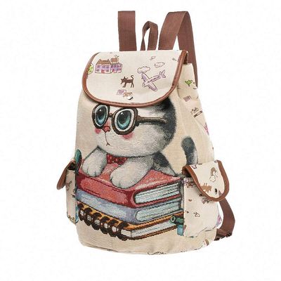Bag Canvas Cartoon love book canvas Female Cute Cat Printed