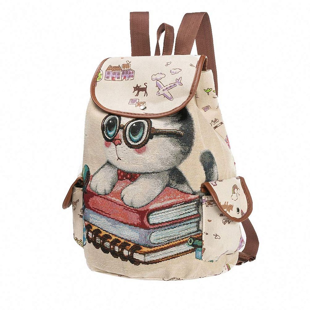 Bag Canvas Cartoon love book canvas Female Cute Cat Printed