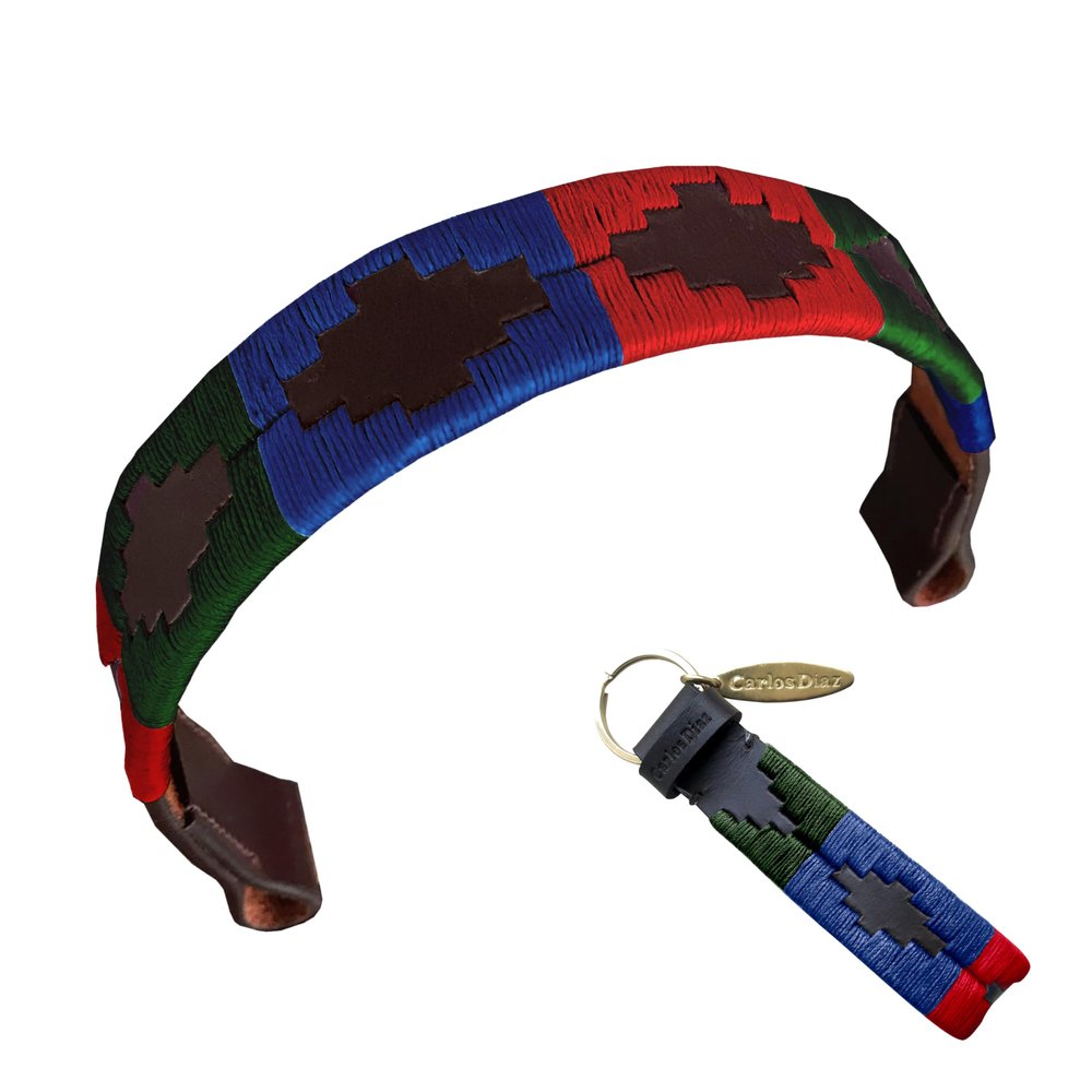 CARLOS DIAZ Designer Genuine Leather Waxed Embroidered Gaucho Polo Horse Bridle Browband (Cob 15 inches)