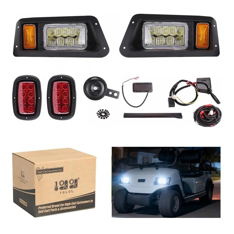 10L0L Golf Cart Light Kit For Yamaha G14, G16, G19 G22, Complete Light Kit Headlight and Taillight with Brake, Hazard, Horn and Turn Signal Upgrade Kit (12V)