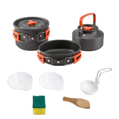 ITSHAND Portable Camping Cookware Set for 2-3 People Aluminum Folding Pot Set Outdoor Camp Kettle Portable for Hiking,Picnic,Travel etc